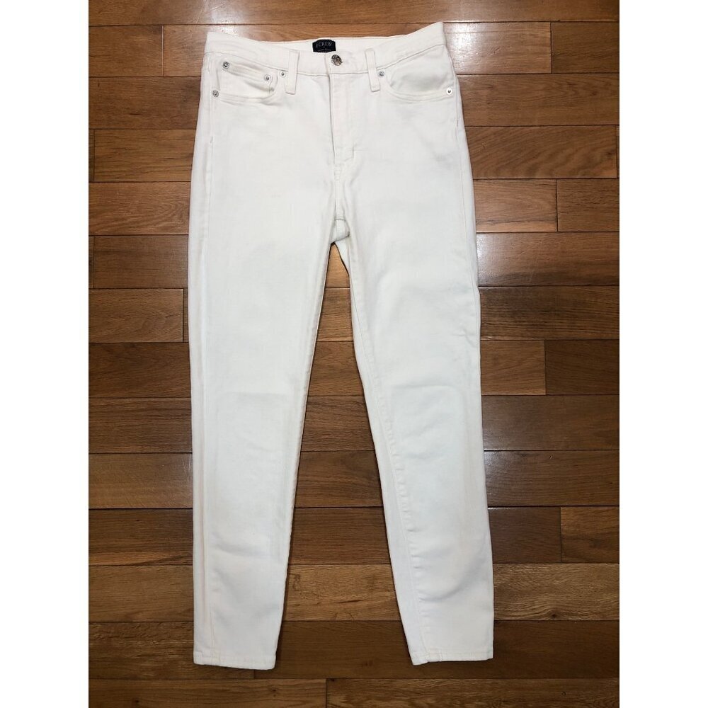 J Crew High Rise Skinny White Denim Jeans Size 27